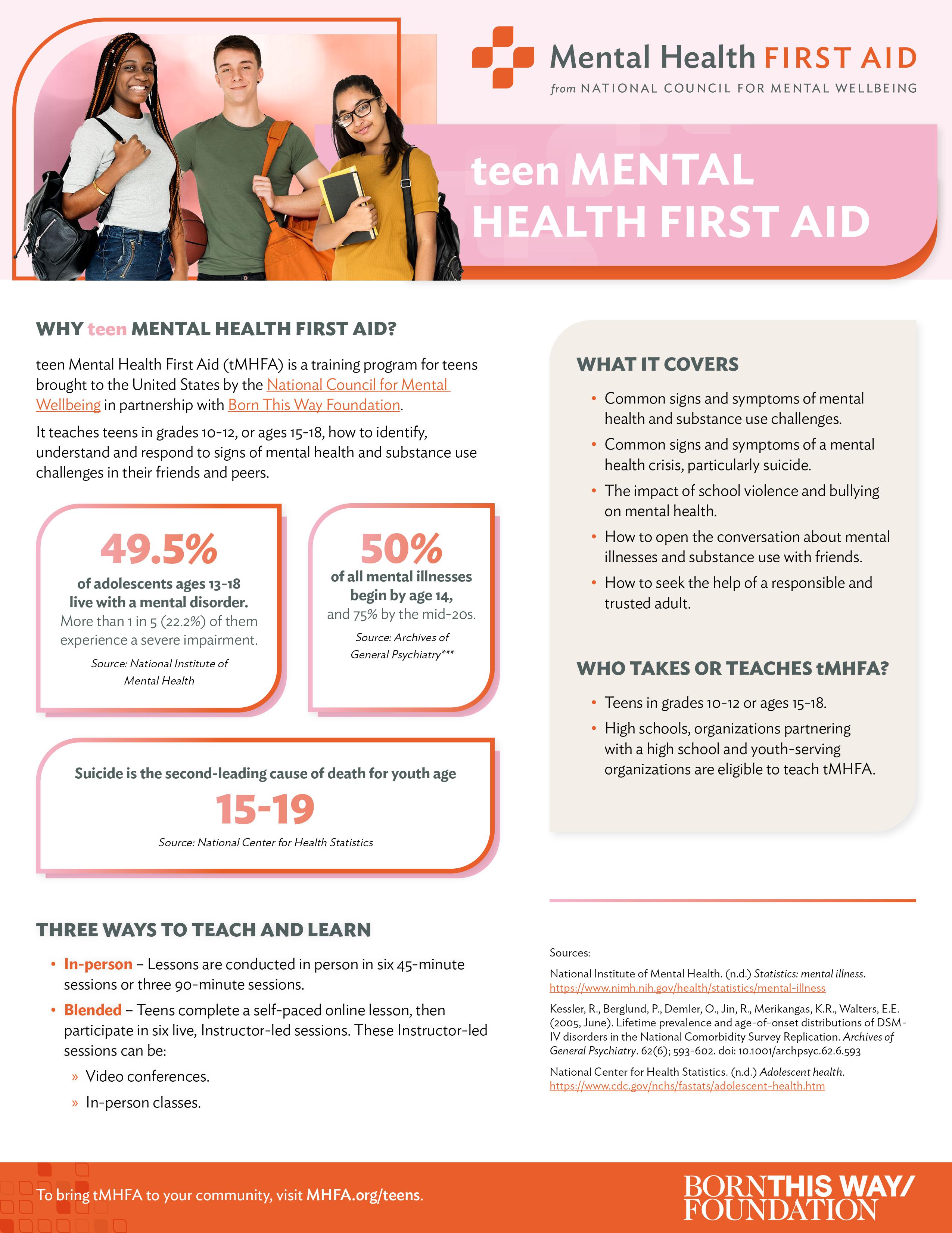 Teen Mental Health First Aid Flyer